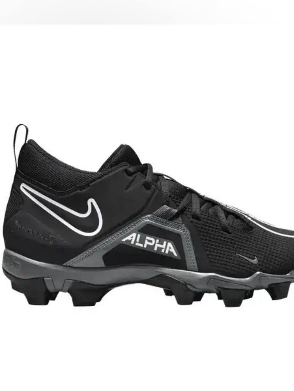 Nike Men's Alpha Menace 3 Shark Black and Gray Football Cleats Size 8 Wide
